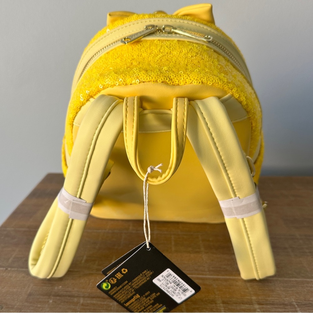 Sold-Loungefly Disney Belle Sequin Mini Backpack Beauty and the Beast Wallet NWT - Picture 5 of 11